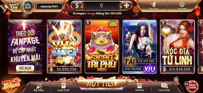 Kho game đa dạng chỉ có tại nhatvip